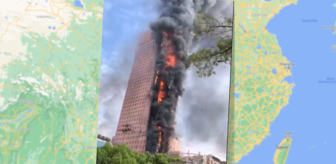 Pożar wieżowca w Chinach. Ogień w budynku firmy telekomunikacyjnej China Telecom w Czangszy